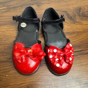 Disney Store Girls Size 7 8 Minnie Mouse Red Black Bow Polka Dot Costume Shoes